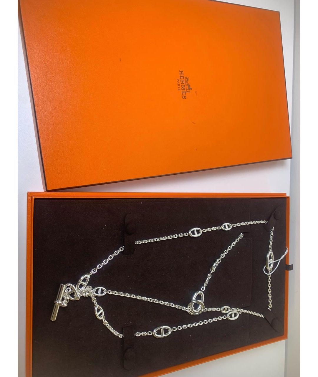 HERMES Серое серебряное колье, фото 3