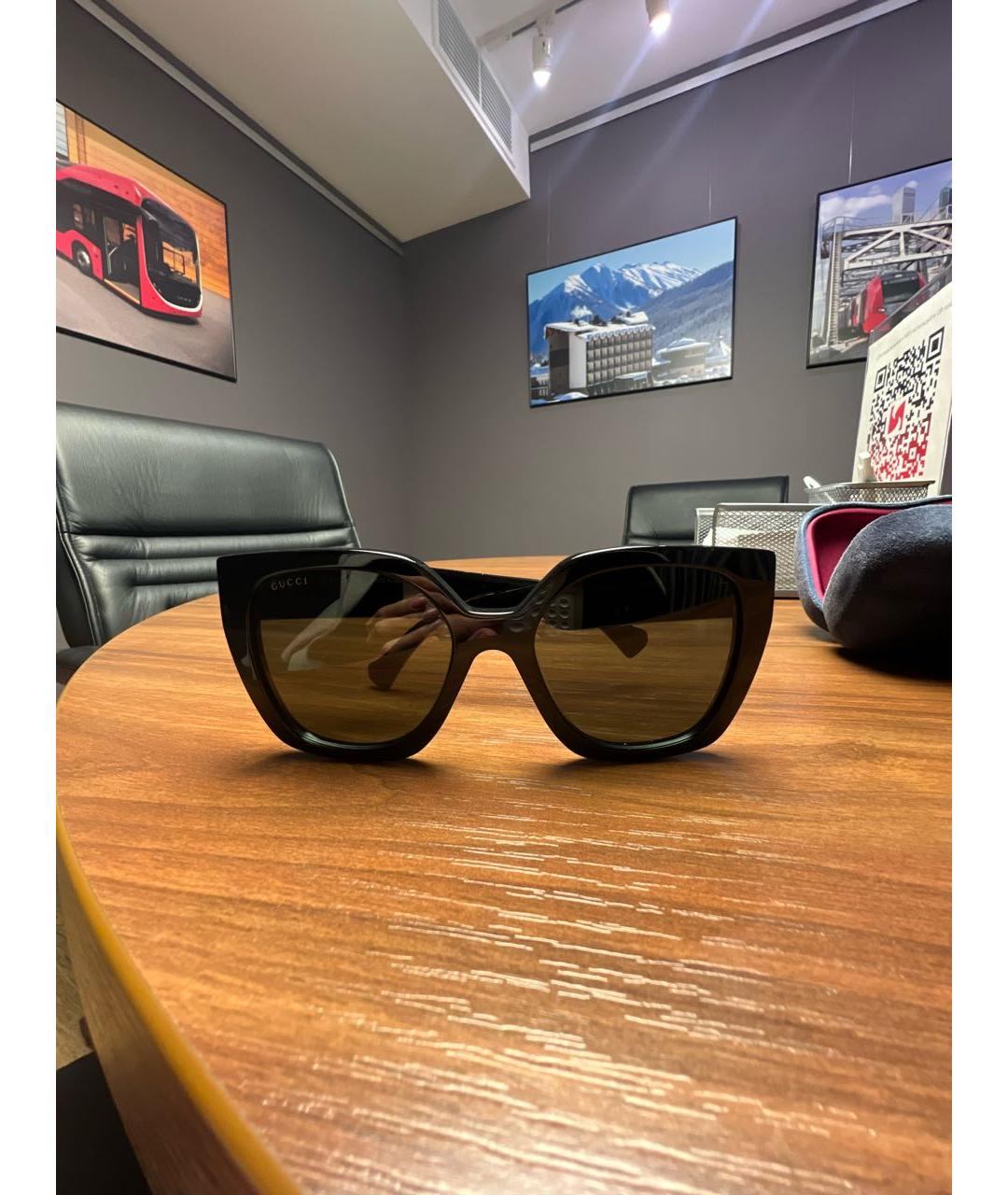 GUCCI Черные пластиковые солнцезащитные очки, фото 8