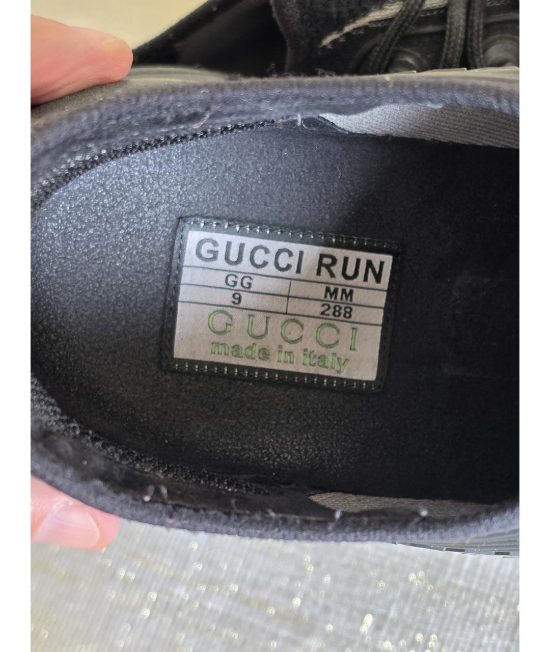 GUCCI Черные текстильные низкие кроссовки / кеды, фото 4