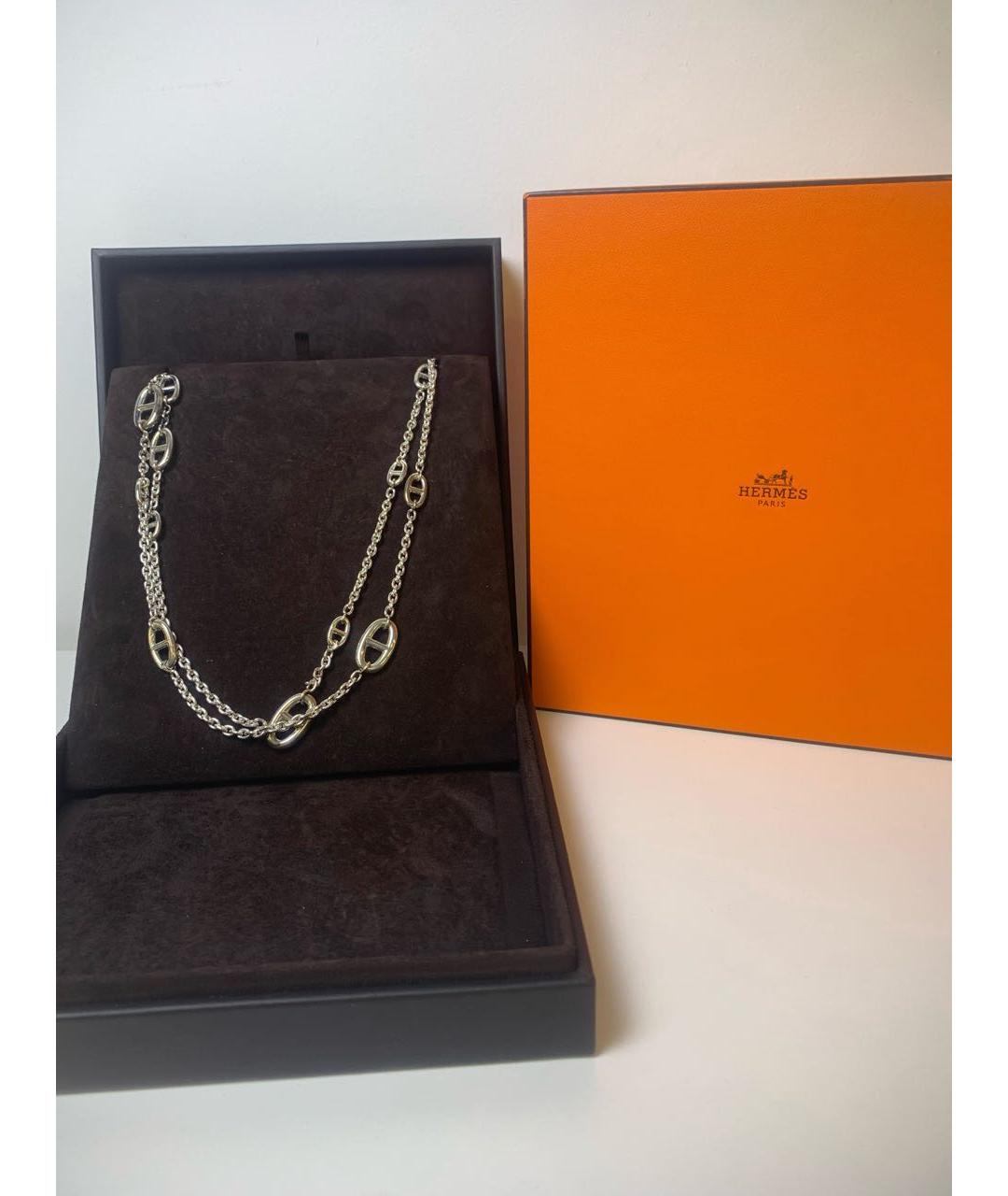 HERMES Серое серебряное колье, фото 2