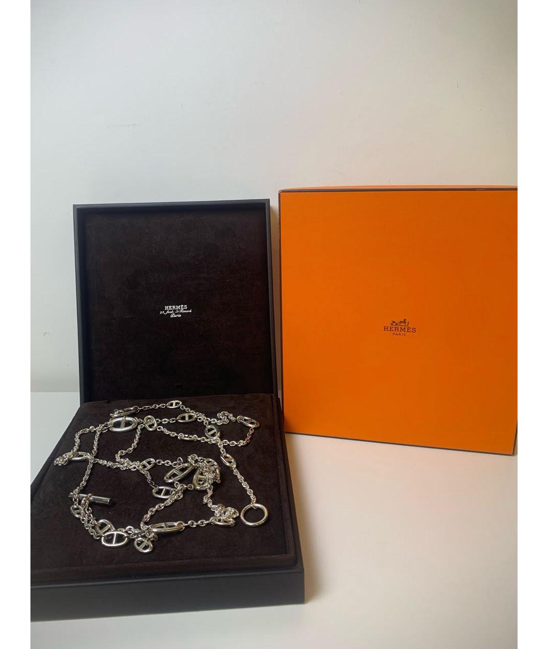 HERMES Серое серебряное колье, фото 4