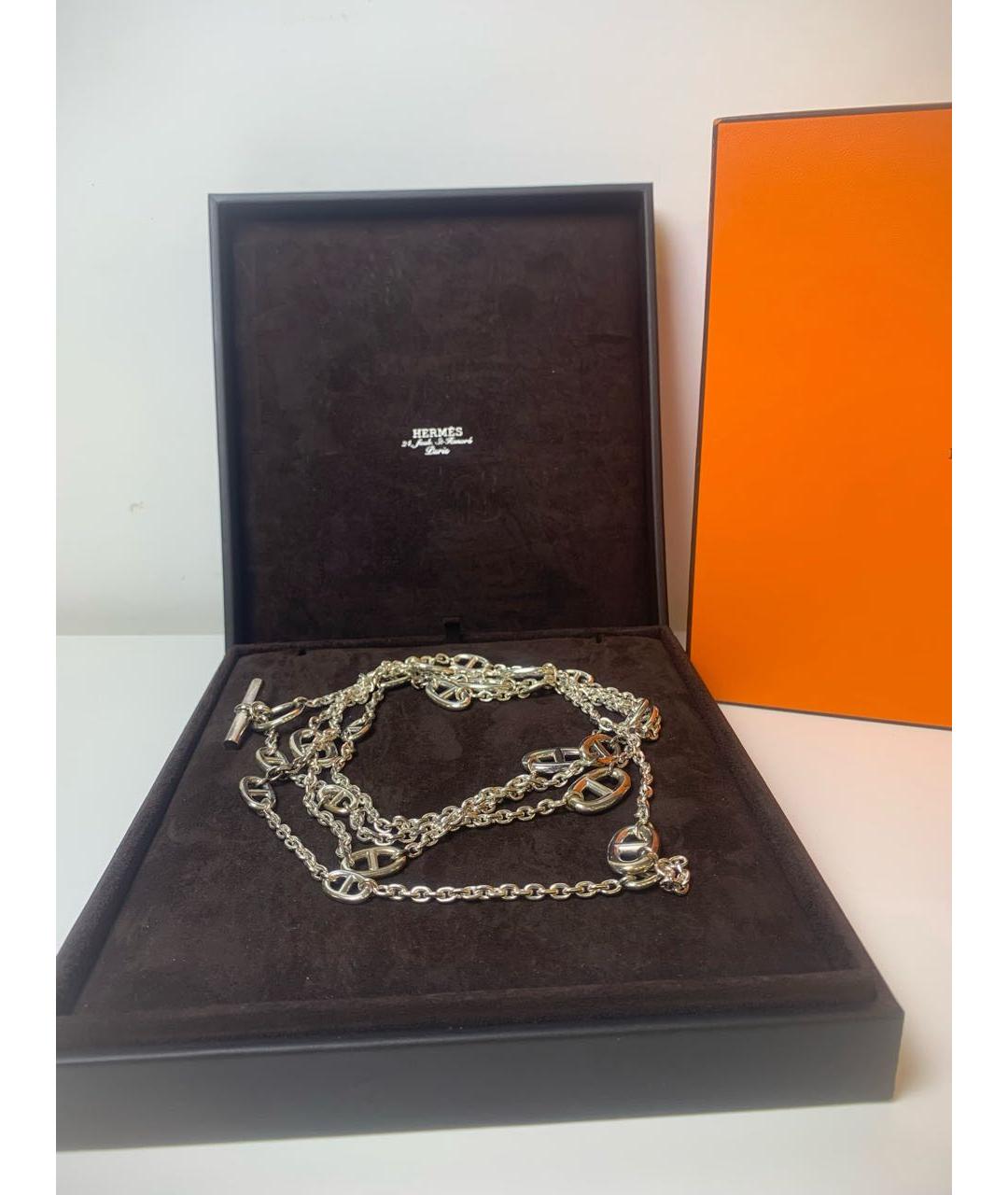 HERMES Серое серебряное колье, фото 5