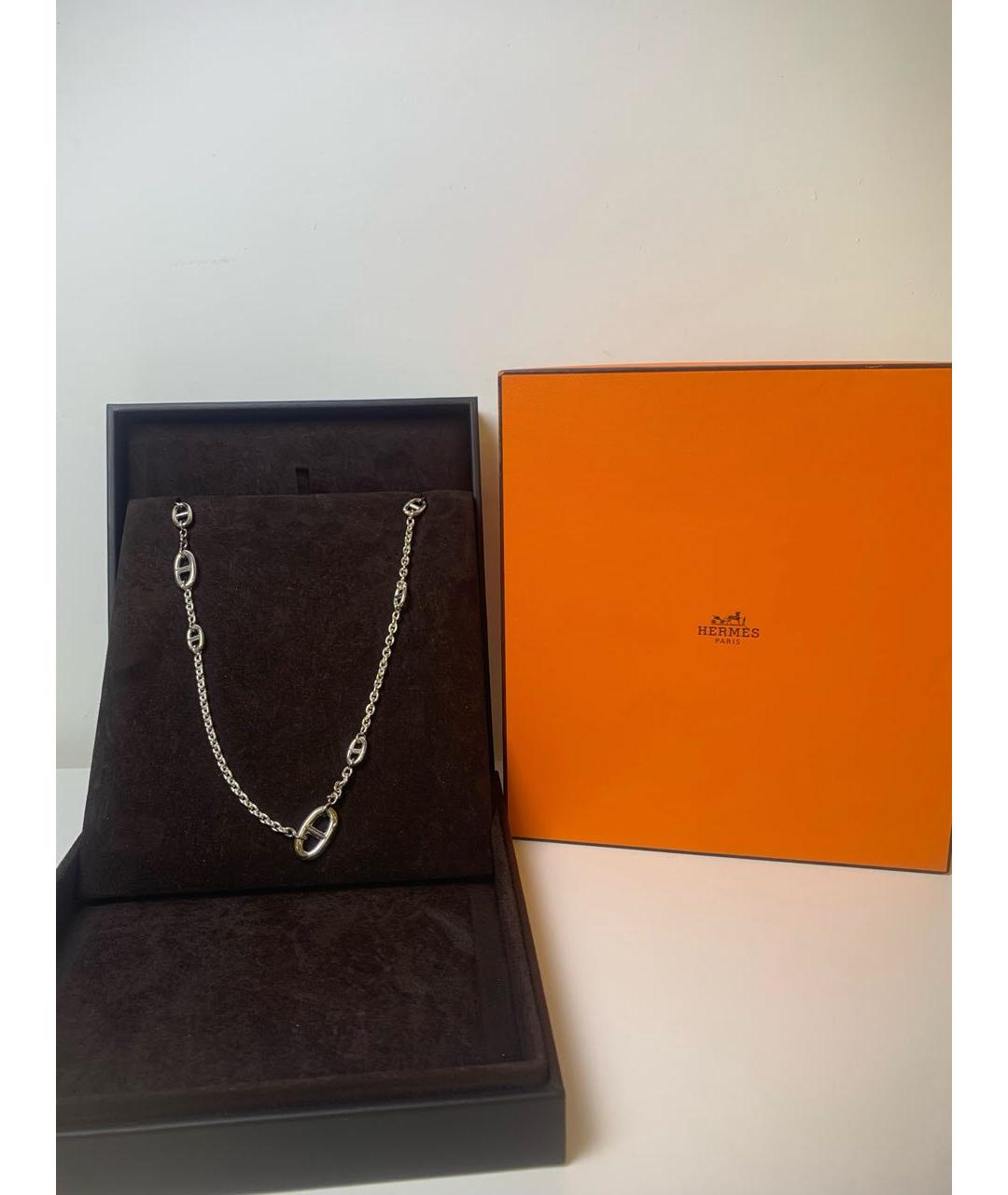 HERMES Серое серебряное колье, фото 3