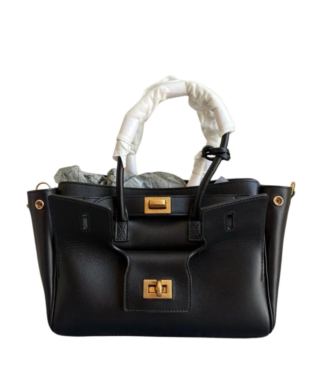 BALENCIAGA Черная кожаная сумка с короткими ручками, фото 1