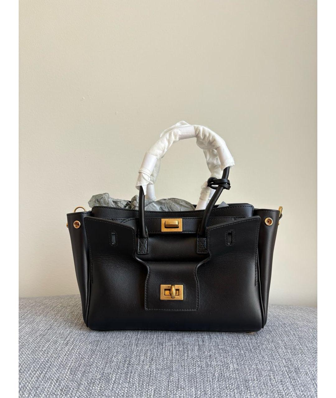 BALENCIAGA Черная кожаная сумка с короткими ручками, фото 5