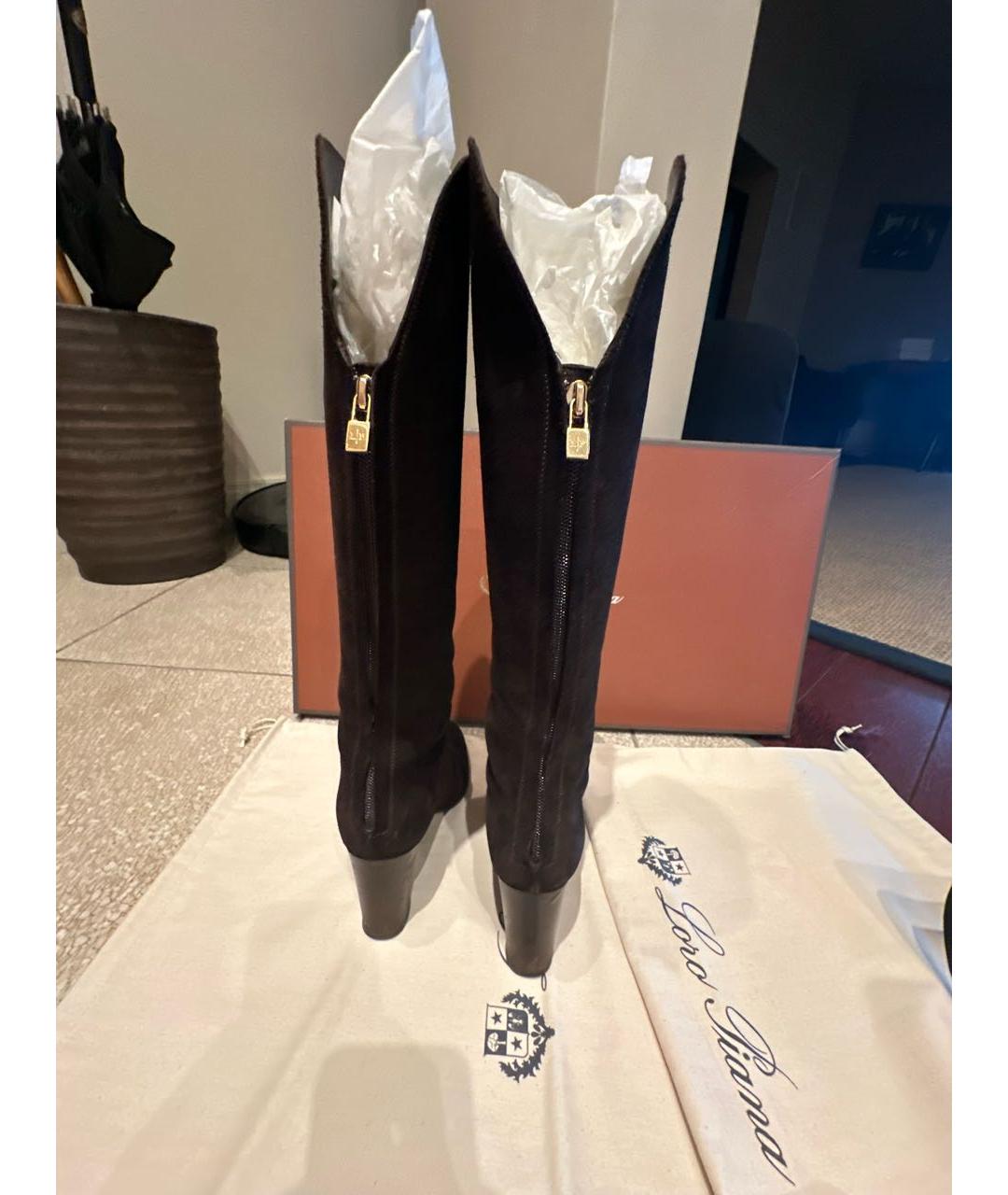 LORO PIANA Коричневые замшевые сапоги, фото 4