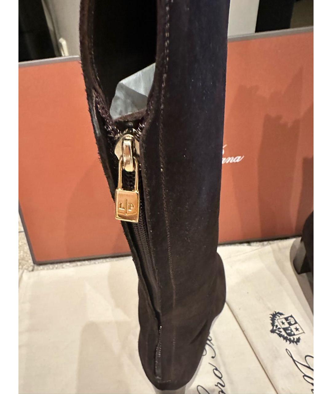 LORO PIANA Коричневые замшевые сапоги, фото 6