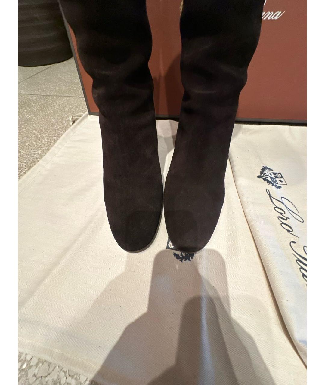 LORO PIANA Коричневые замшевые сапоги, фото 3