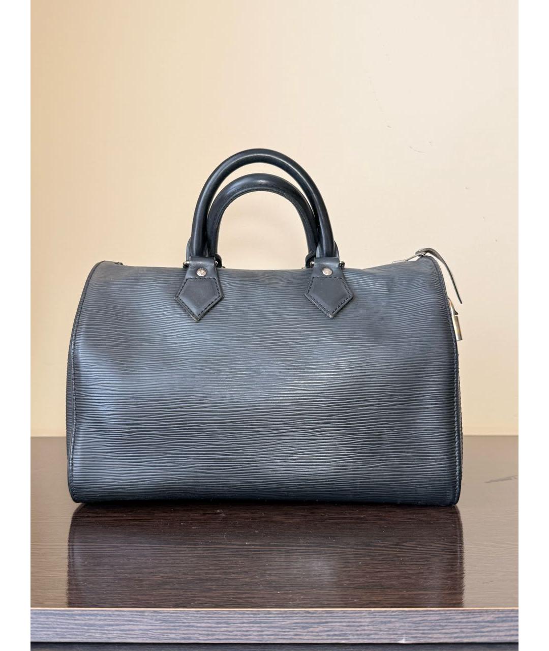 LOUIS VUITTON Черная кожаная сумка с короткими ручками, фото 3