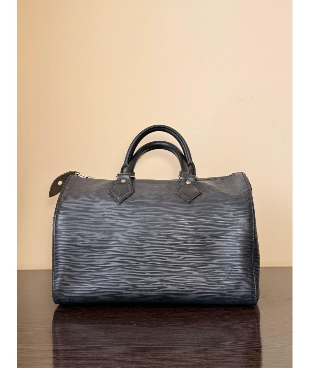 LOUIS VUITTON Черная кожаная сумка с короткими ручками, фото 9