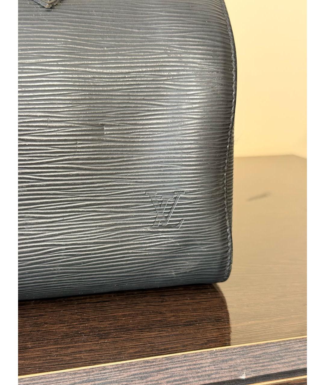 LOUIS VUITTON Черная кожаная сумка с короткими ручками, фото 6