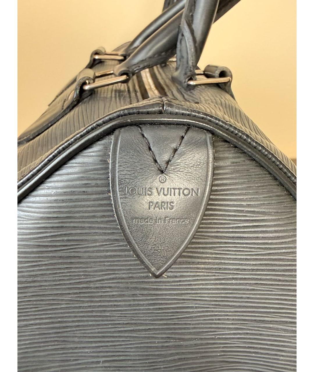 LOUIS VUITTON Черная кожаная сумка с короткими ручками, фото 5