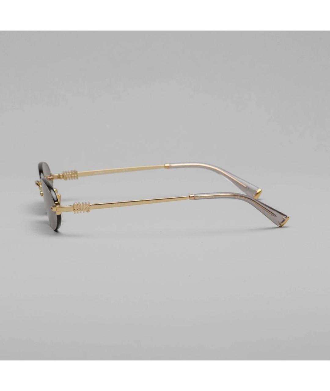 MIU MIU Золотые металлические солнцезащитные очки, фото 4