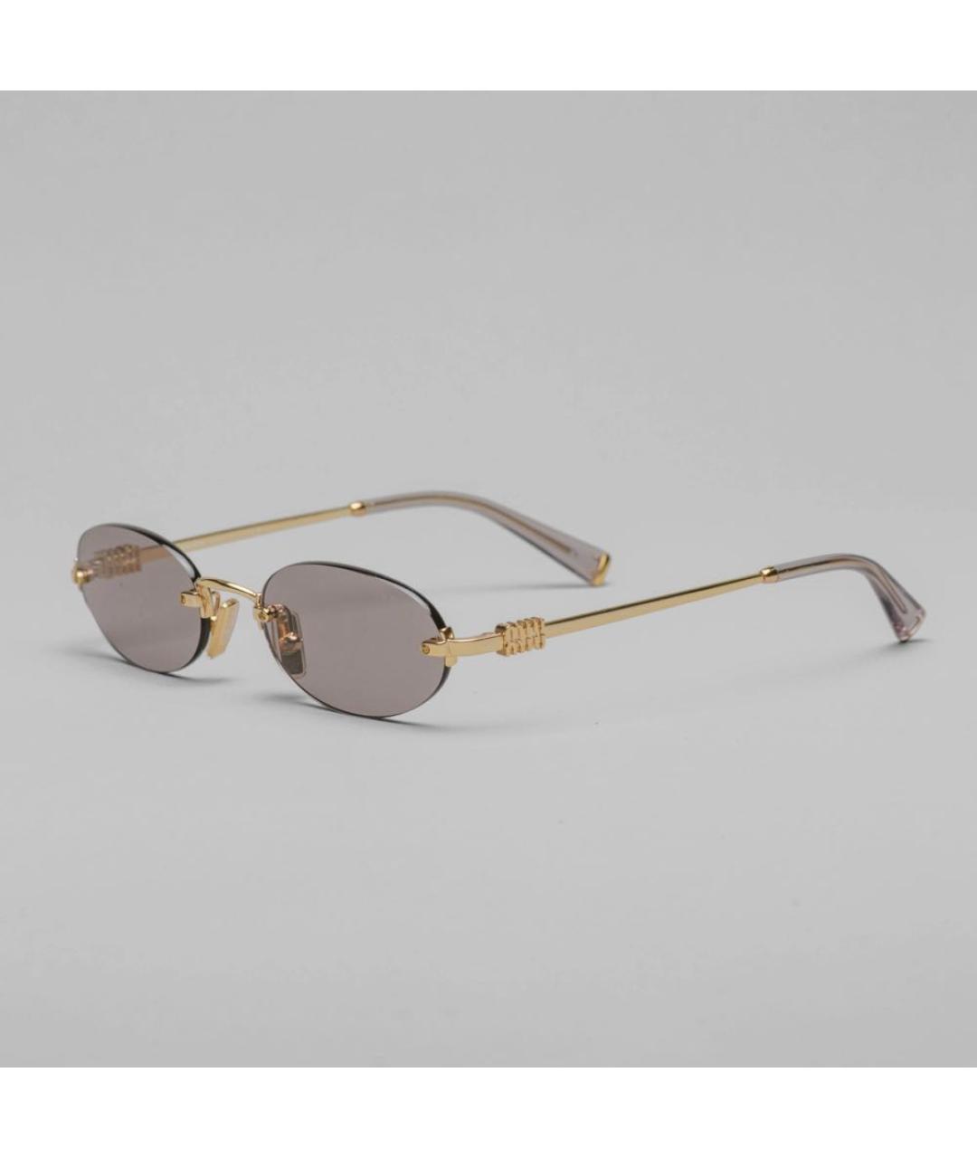 MIU MIU Золотые металлические солнцезащитные очки, фото 2