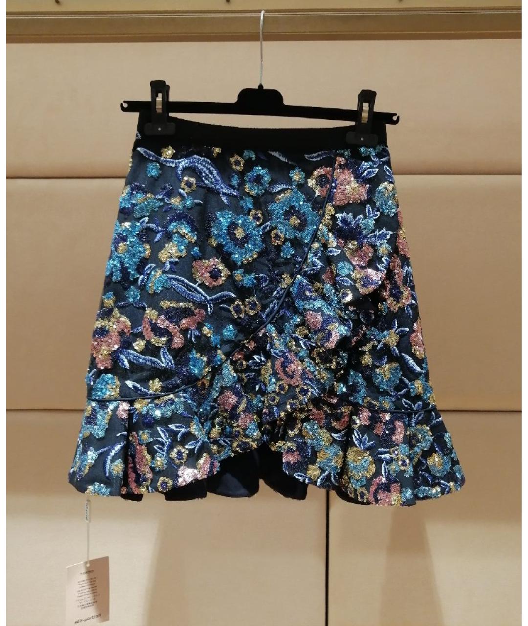 SELF-PORTRAIT Мульти полиэстеровая юбка мини, фото 2