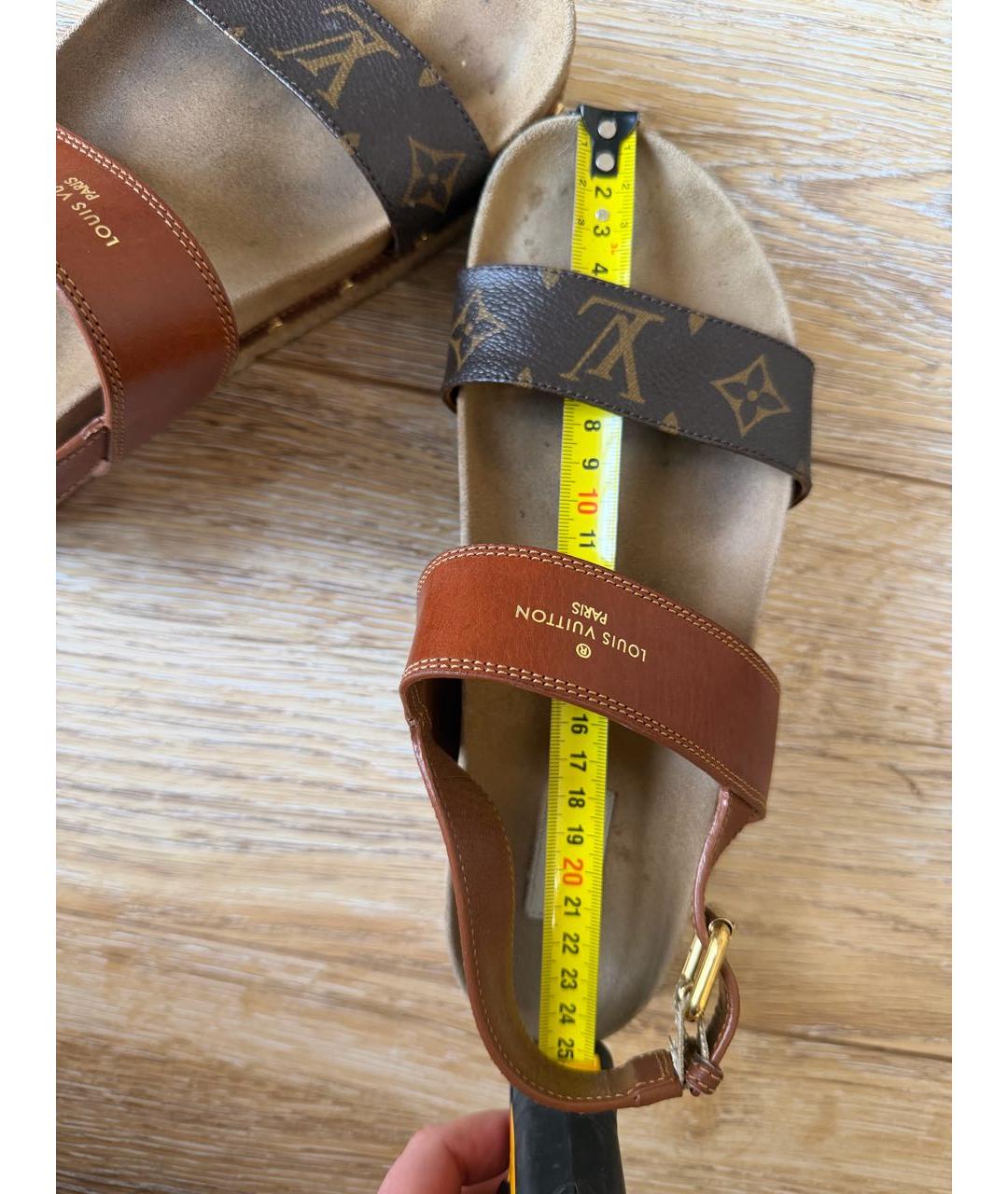 LOUIS VUITTON Коричневые кожаные сандалии, фото 5