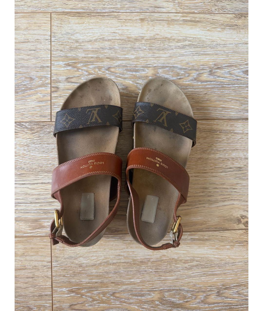 LOUIS VUITTON Коричневые кожаные сандалии, фото 3