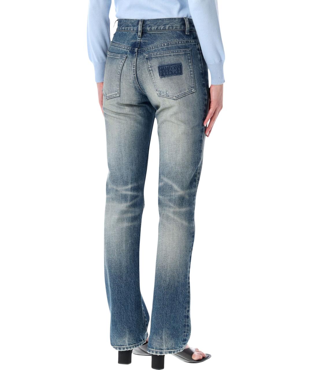 MM6 MAISON MARGIELA Синие хлопковые прямые джинсы, фото 2