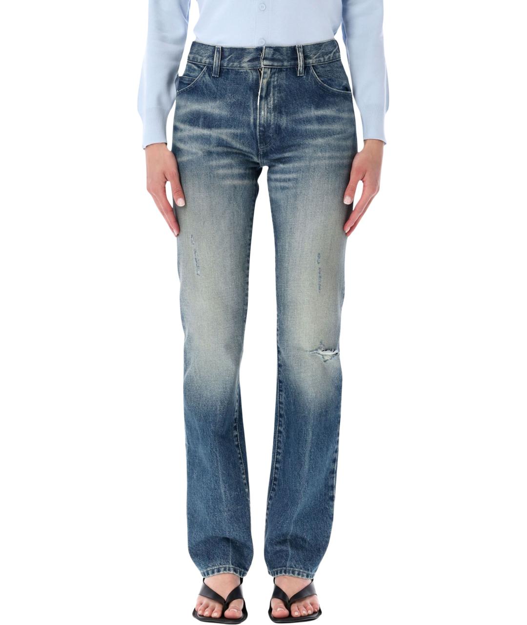 MM6 MAISON MARGIELA Синие хлопковые прямые джинсы, фото 1