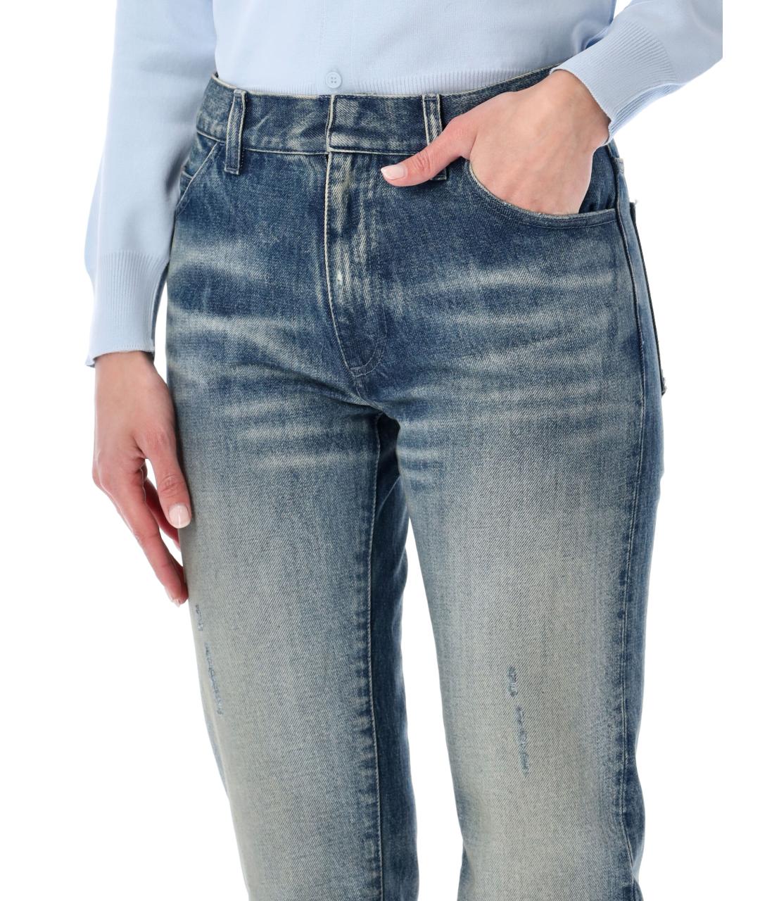 MM6 MAISON MARGIELA Синие хлопковые прямые джинсы, фото 3