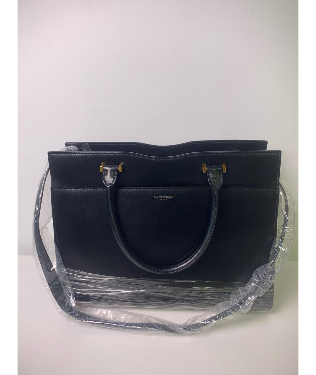 SAINT LAURENT Черная кожаная сумка тоут, фото 2