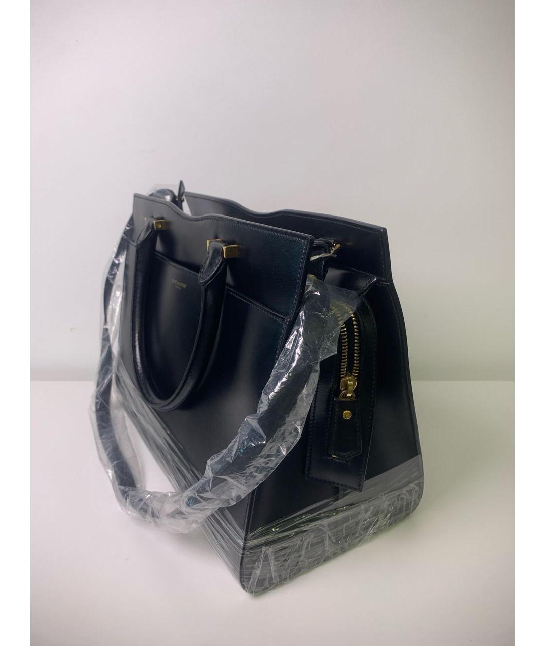 SAINT LAURENT Черная кожаная сумка тоут, фото 6
