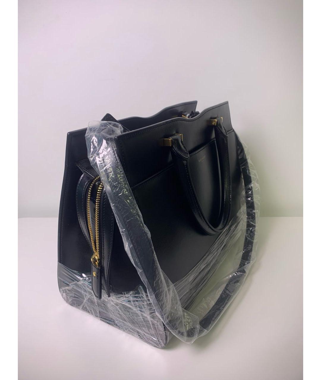 SAINT LAURENT Черная кожаная сумка тоут, фото 5