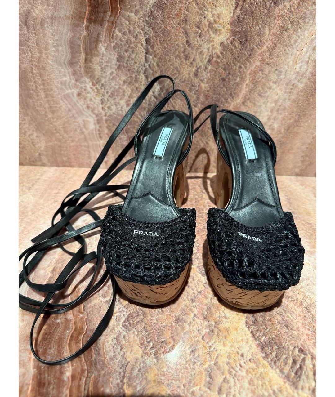 PRADA Черные текстильные сандалии, фото 3