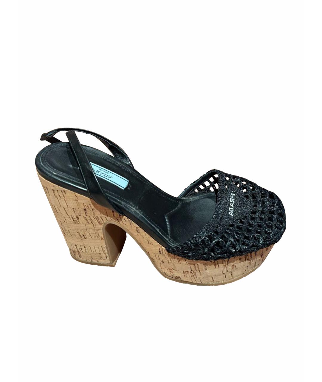 PRADA Черные текстильные сандалии, фото 1