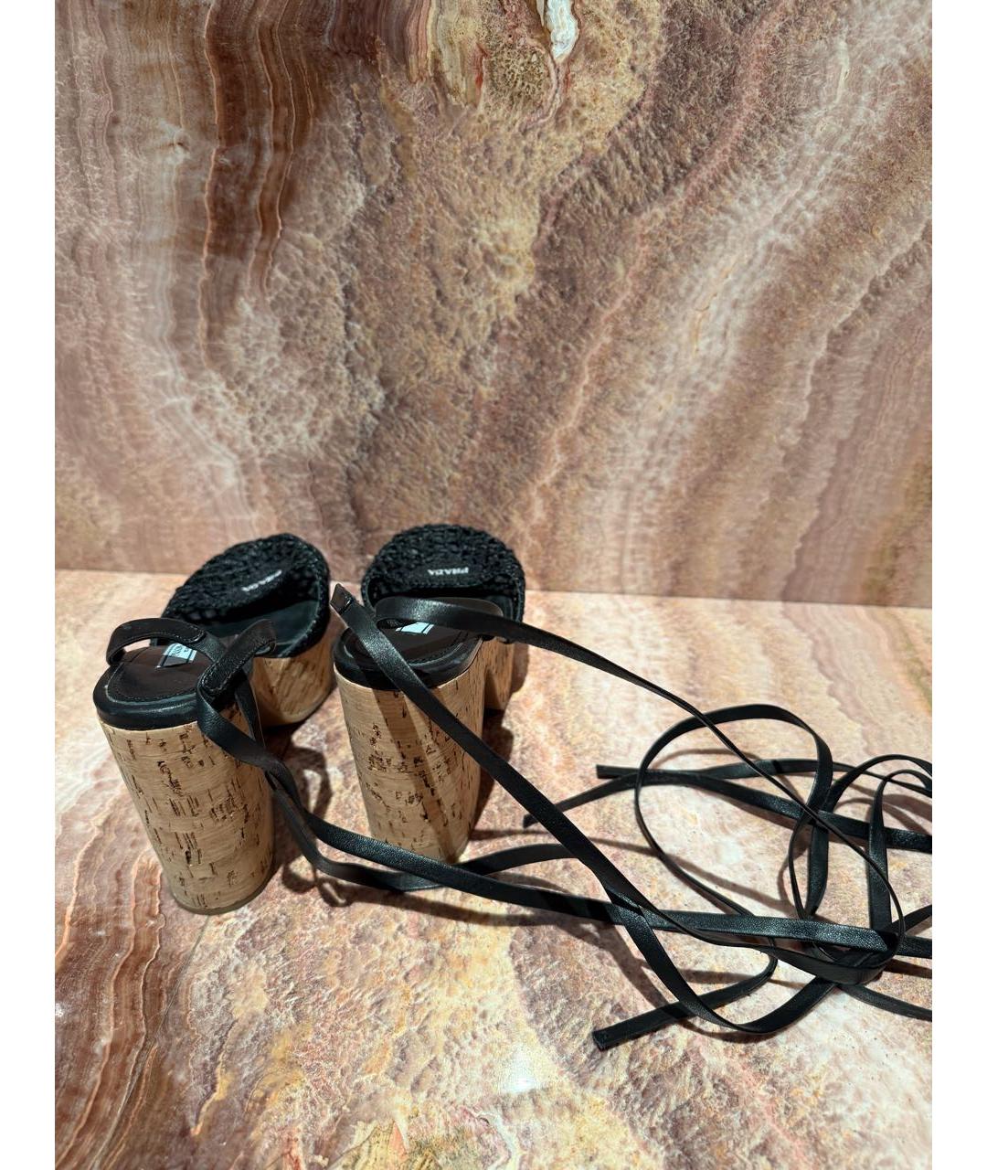 PRADA Черные текстильные сандалии, фото 4
