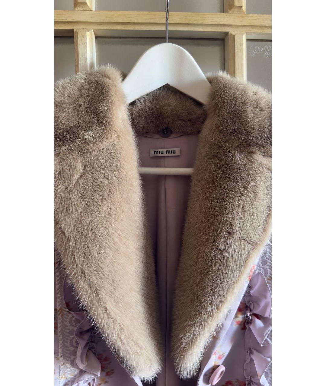 MIU MIU Розовое полиэстеровое пальто, фото 5