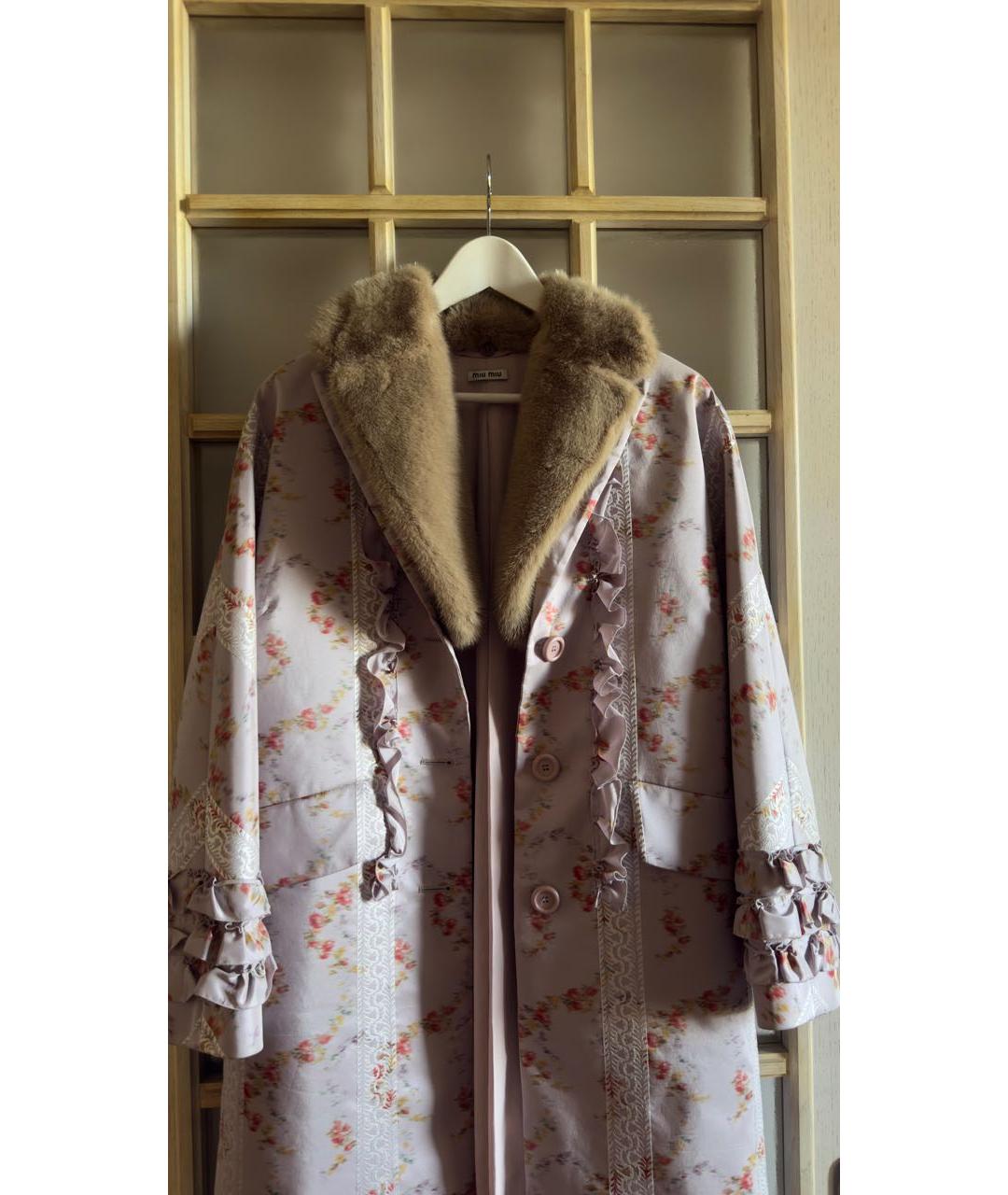 MIU MIU Розовое полиэстеровое пальто, фото 2