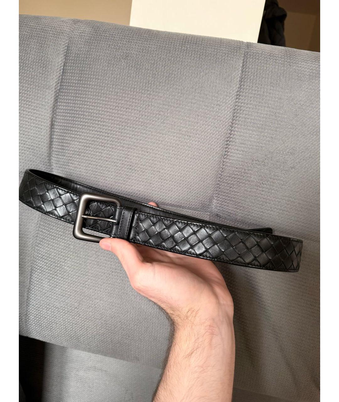 BOTTEGA VENETA Черный кожаный ремень, фото 7