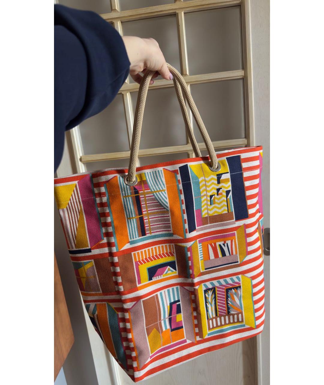 HERMES Мульти тканевая пляжная сумка, фото 9