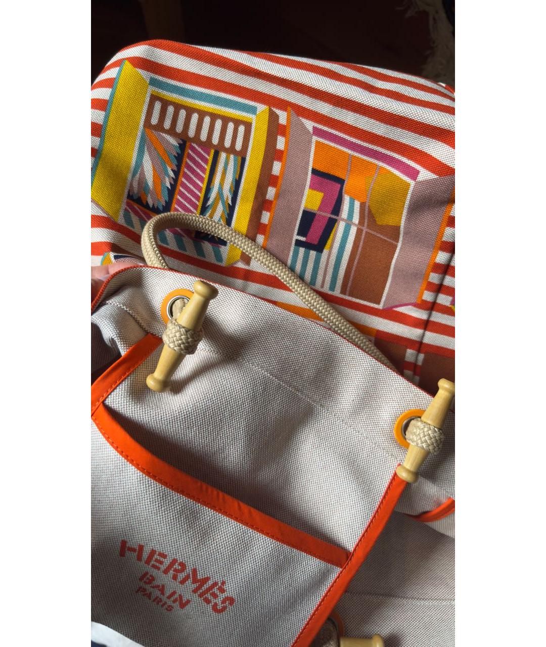 HERMES Мульти тканевая пляжная сумка, фото 8