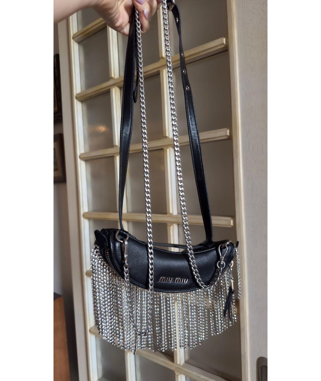 MIU MIU Черная кожаная сумка через плечо, фото 2