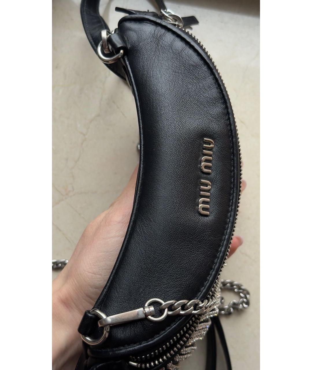MIU MIU Черная кожаная сумка через плечо, фото 5