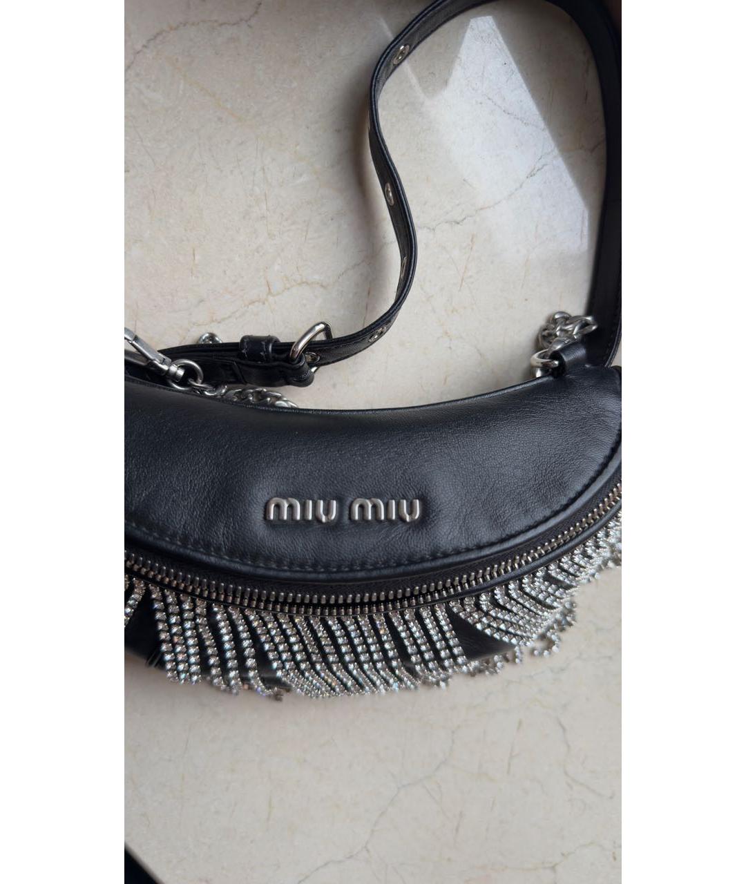 MIU MIU Черная кожаная сумка через плечо, фото 3