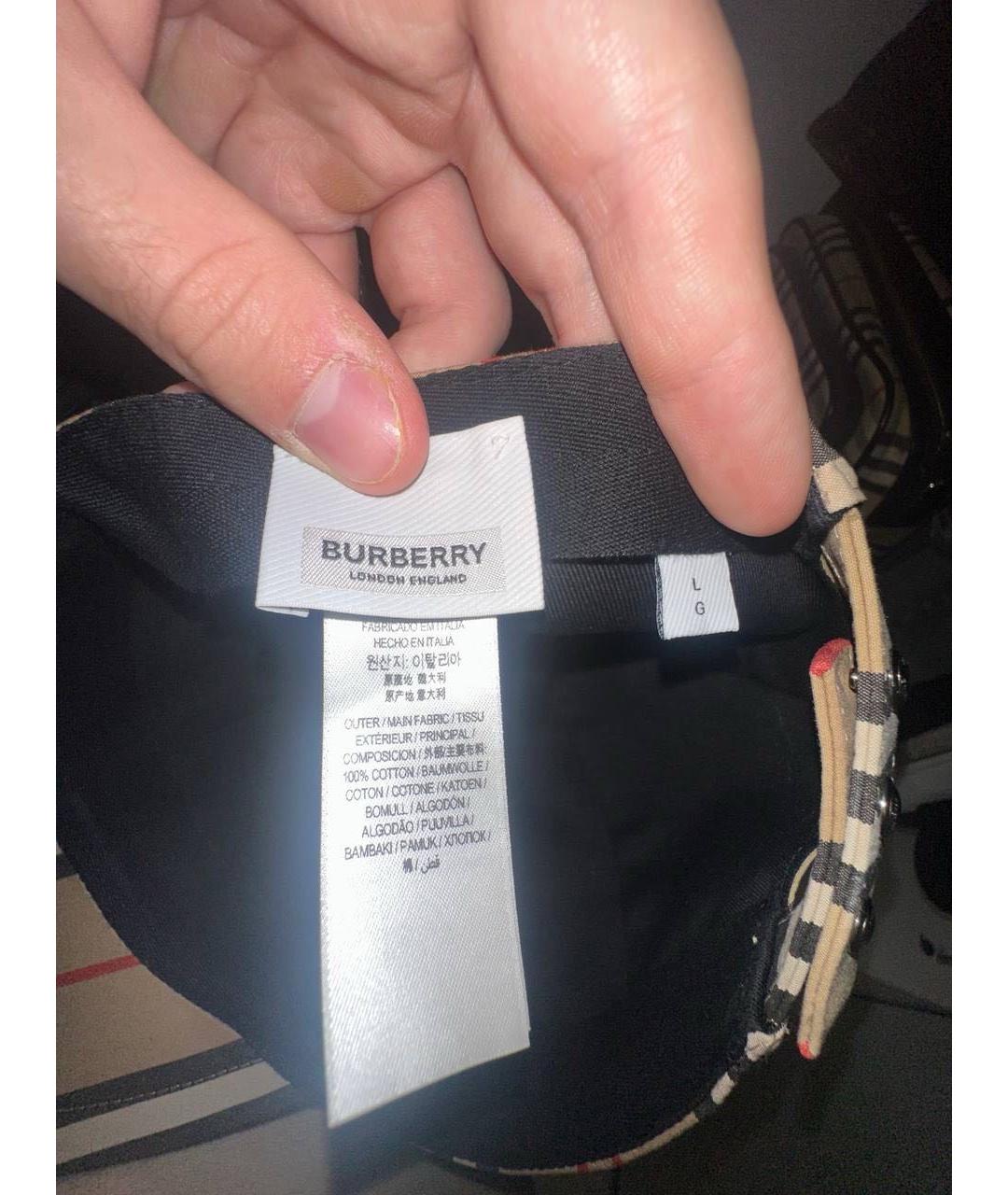 BURBERRY Бежевая хлопковая кепка/бейсболка, фото 4