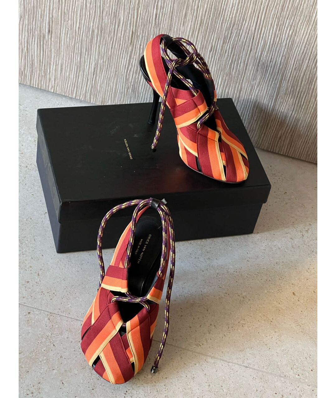 DRIES VAN NOTEN Бордовые кожаные туфли, фото 4