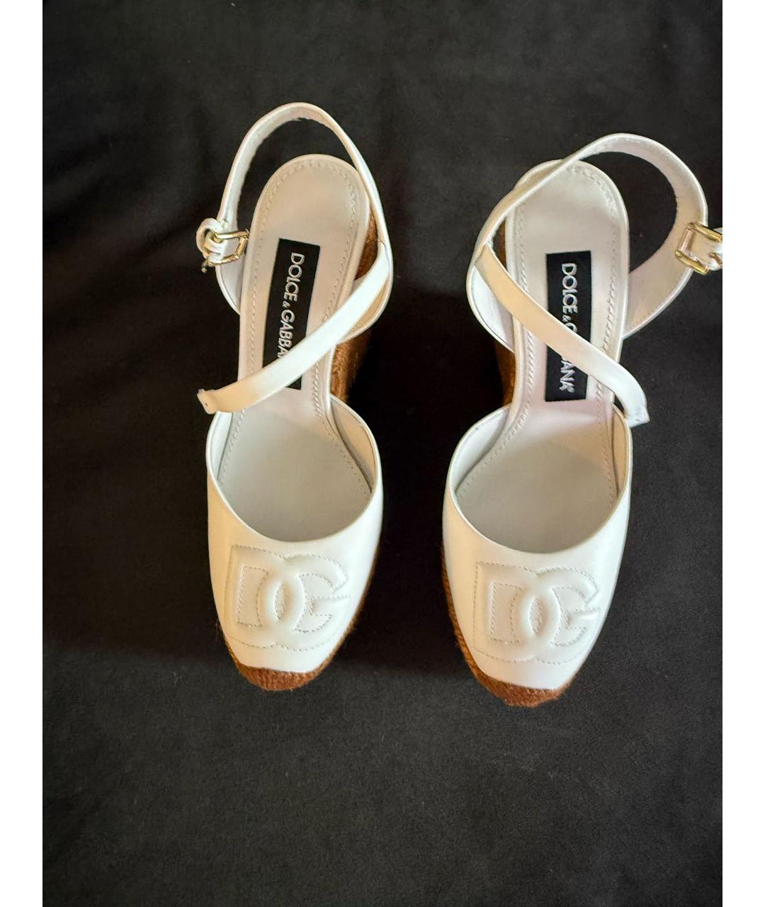 DOLCE&GABBANA Белые кожаные босоножки, фото 3