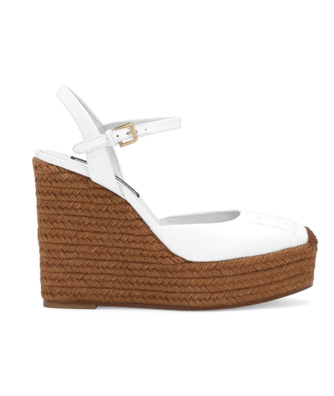 DOLCE&GABBANA Белые кожаные босоножки, фото 7