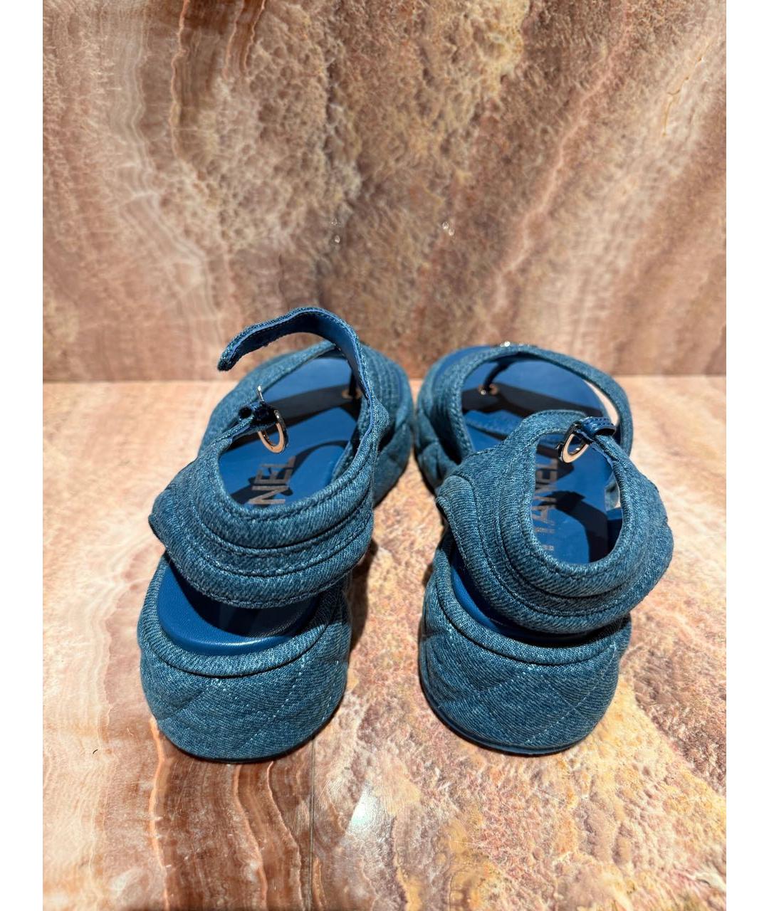 CHANEL Синие текстильные сандалии, фото 4