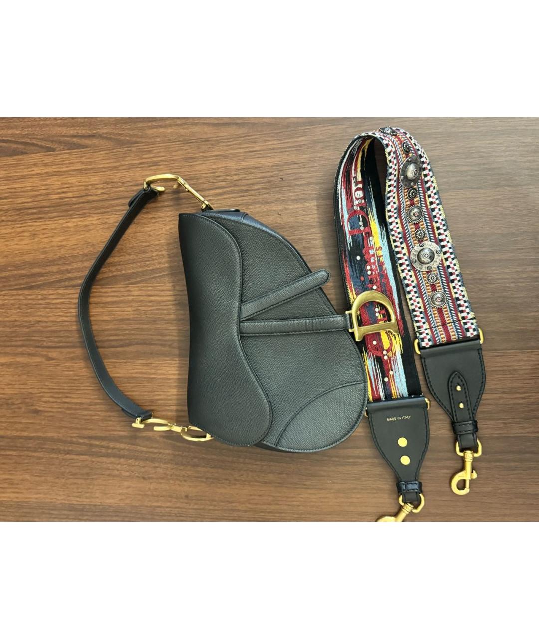 CHRISTIAN DIOR Черная кожаная сумка с короткими ручками, фото 3