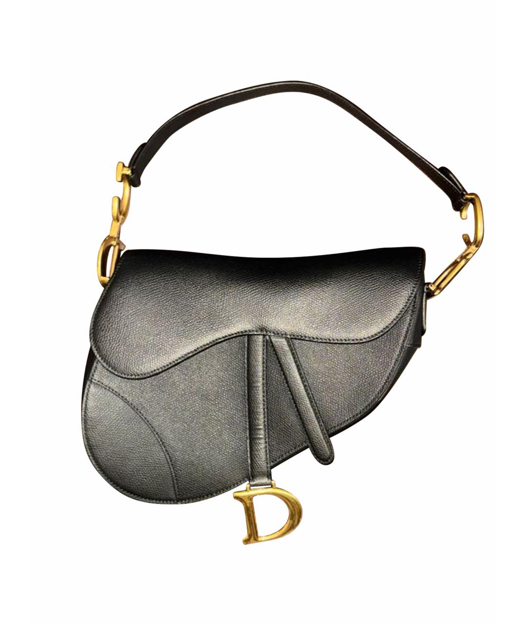 CHRISTIAN DIOR Черная кожаная сумка с короткими ручками, фото 1