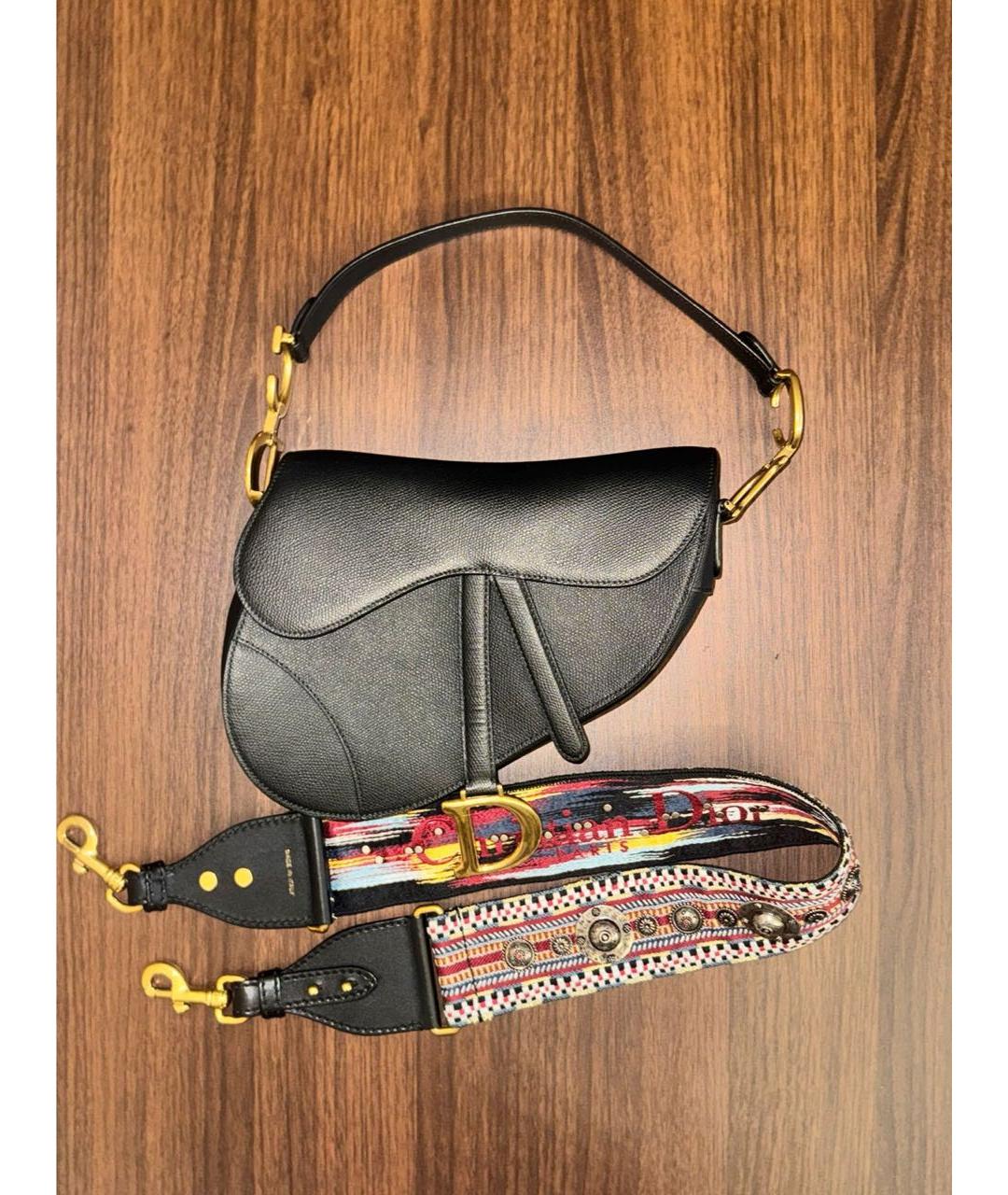 CHRISTIAN DIOR Черная кожаная сумка с короткими ручками, фото 9