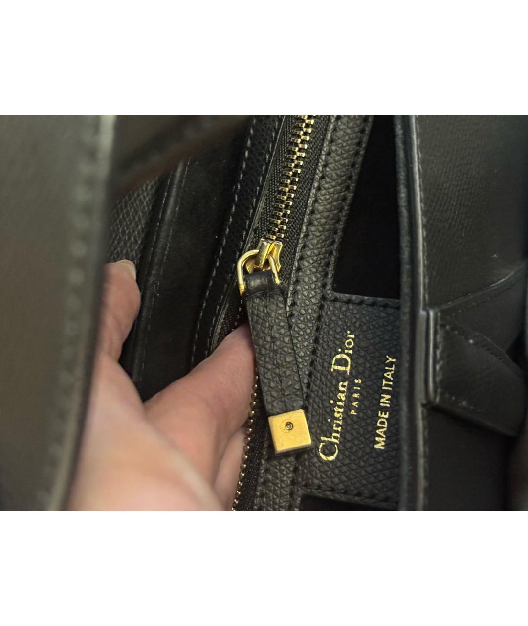 CHRISTIAN DIOR Черная кожаная сумка с короткими ручками, фото 7