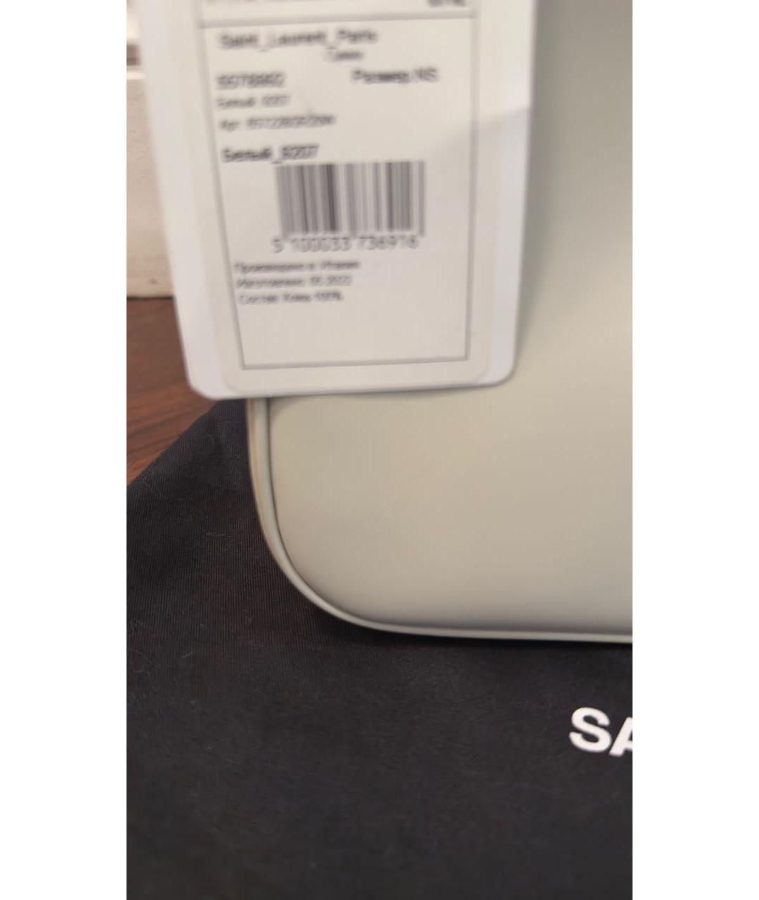 SAINT LAURENT Белая кожаная сумка с короткими ручками, фото 2