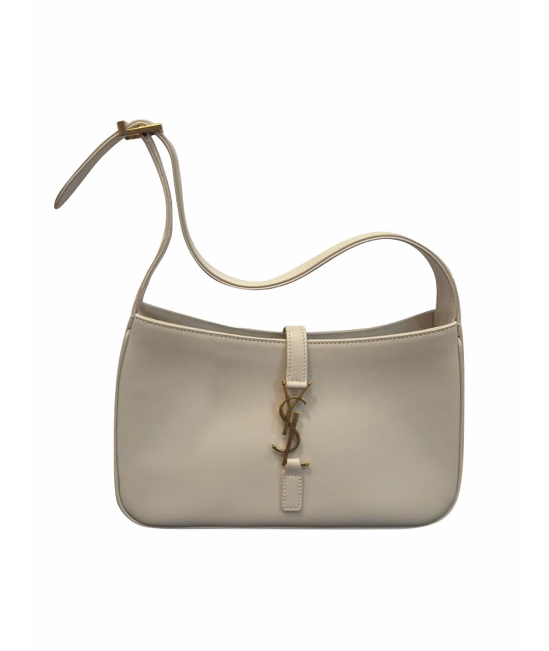 SAINT LAURENT Белая кожаная сумка с короткими ручками, фото 1