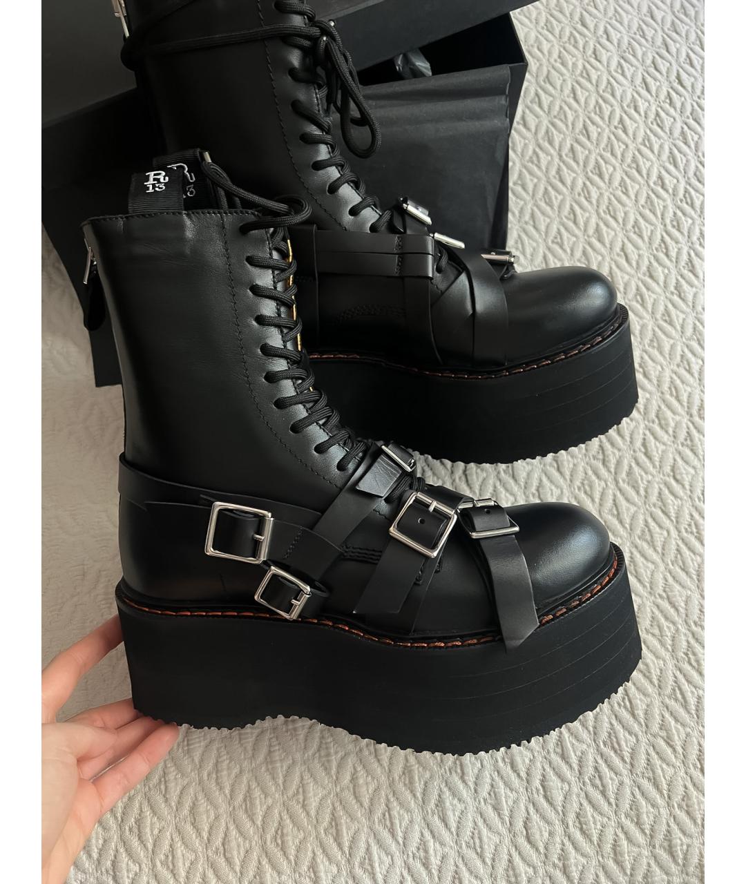 R13 Черные кожаные ботинки, фото 2